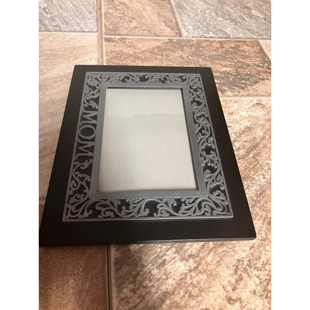 Malden International Designs Black Silver Mom Filigree 4x6 Picture Frame 4140-46